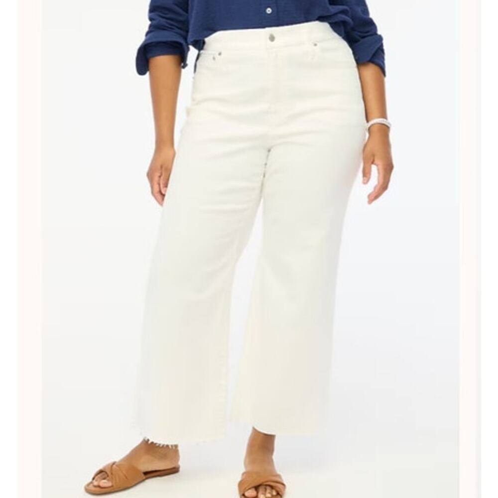 NWT J. Crew Petite Wide Leg Jean in All Day‎ Stretch Seashell White Size 34P